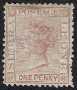 SIERRA LEONE 1872 QV 1D WMK CROWN CC SIDEWAYS NO GUM