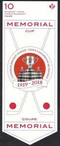 Canada #3101a P Memorial Cup (2018). Booklet of 10 stamps. MNH.