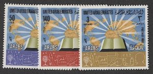 UAE 1980 Sc 109-11 Mint NH VF, cv $7.50 - Arab Achievements/Map