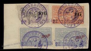 Danzig Poland Germany 1G 10G 20P 10P Gerichtskostenmarke Court Fee Revenue 90956