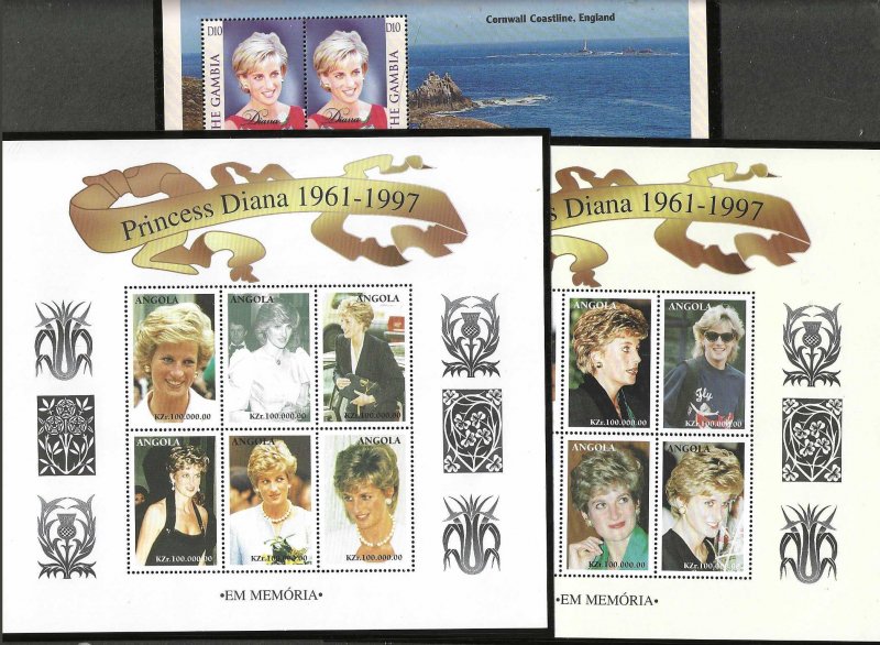 In Memory of Princess Diana (1961-1997) Souvenir Sheets.