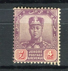 MALAYA; JOHORE 1910 early Sultan issue Mint hinged 4c. value