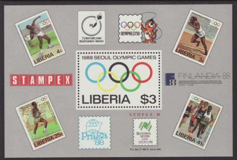 Liberia 1081 Olympics Souvenir Sheet MNH VF