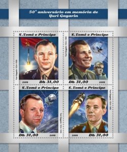 St Thomas - 2018 Yuri Gagarin - 4 Stamp Sheet - ST18508a