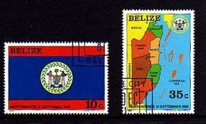 BELIZE - 1982 - INDEPENDENCE - FLAG & MAP - 2X  VALUES!
