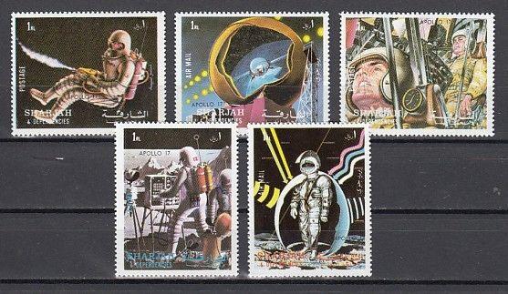 Sharjah, Mi cat. 988-992 A. Apollo 17 issue.