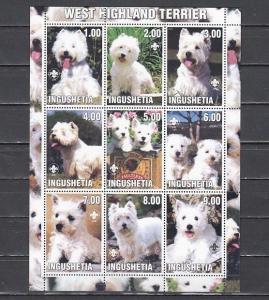 Ingushetia, 2000 Russian Local. West Highland Terrier, Dog sheet/9. Scout Logo.