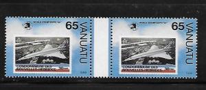 Vanuatu 1989 World Stamp Expo Airplane Gutter pair MNH