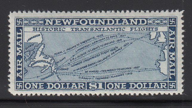 Newfoundland 1931 MNH Scott #C11 $1 Historic Transatlantic flights