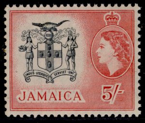 JAMAICA QEII SG172, 5s black & carmine-red, NH MINT.