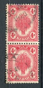 MALAYA KEDAH; 1920s early pictorial issue used 4c. Pair