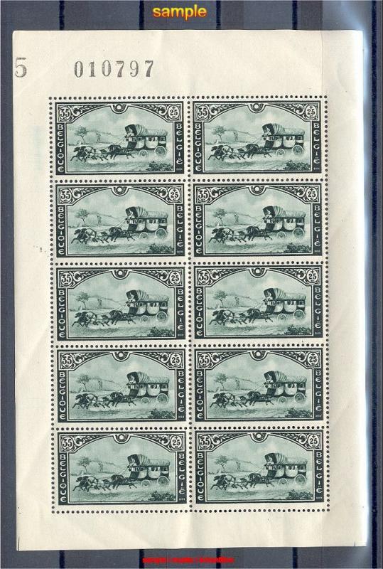 BELGIUM, STAGE COACH SET 1935, IN MINI SHEETS F/VF MNH!