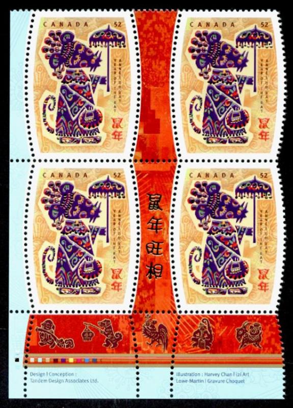 Canada 2257 Bottom Left Block MNH Year of the Rat