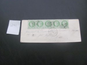 FRANCE 1873 STRIP OF 5 ON COVER  VF (241)