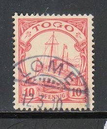 Togo,  10pf Kaiser’s Yacht (SC# 9) USED