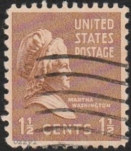 USA #805 1938 1-1/2c Brown Martha Washington USED-F-VF-NH.