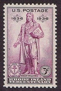 US 777 UNUSED OG MNH 3C STATUE OF ROGER WILLIAMS 1936 2021 PSAG CERT GRADED ...