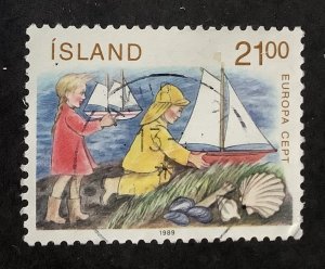 Iceland 1989 Scott 675 used - 21k, Europa, Children Sailing toy boats