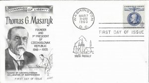 1960 FDC, #1147, 4c/8c Thomas G. Masaryk, Fleetwood (2)