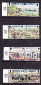 Alderney-Sc#106-13- id11-unused NH set-Military-Ships-Garrison Island-1997-