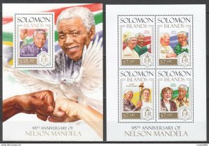2013 Solomon Islands Nelson Mandela John Paul Ii Merkel #2277-81 1+1 ** Ls157