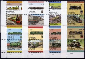 St.Vincent Grenadines 1997 SG#504/519 LOCOMOTIVES 7th.series (16v) 8 Pairs MNH