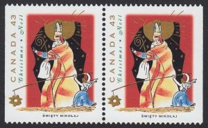 Christmas * Santa in Poland * Canada 1993 #1499a [BK163] MNH PAIR from BOOKLET