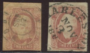 Confederate States 8 Jackson Used Stamps with Socked on Nose Cancels Bx4713