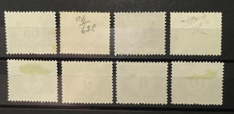 Belgium J54-61 postage due set mh