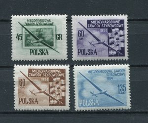 POLAND 1954 INTERNATIONAL GLIDER CHAMPIONSHIPS LESZNO SCOTT 624-627 PERFECT MNH