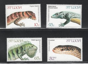 St. Lucia, Scott #661-664  VF, Mint (NH), Endangered Reptiles,   ..... 6010255