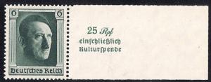 Germany #B104 6pf + 25pf A Hitler M OG H EGRADED XF 92 XXF