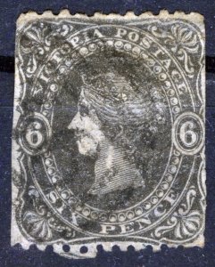 AUSTRALIA, 1861, MI #27, VICTORIA 6 pence, black, Wmk, NO CERTIFICATE