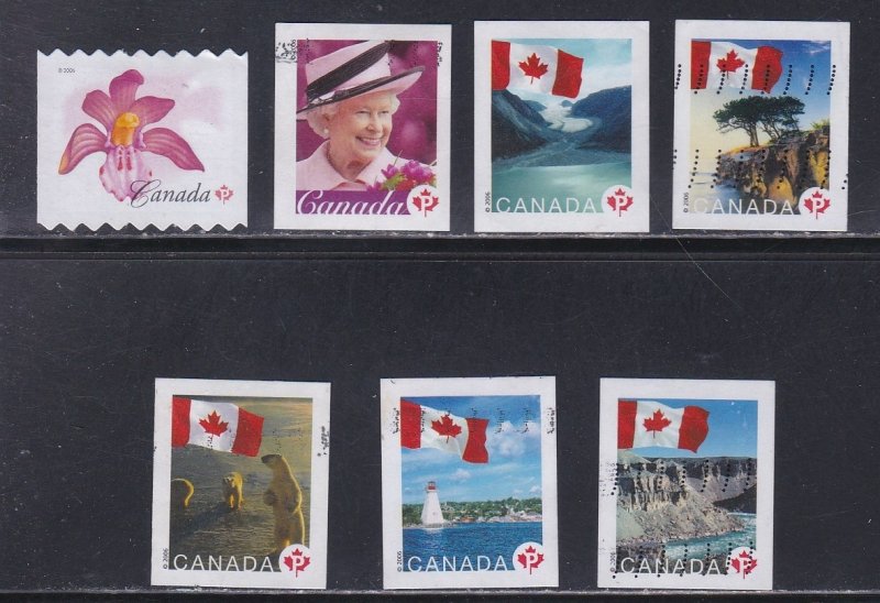 Canada # 2187-2193, Falag over Scenic Views, Definitives,, Used Set, 1/2 Cat.