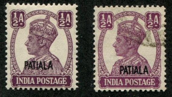 India - Patiala SC# 103 (SG# 104) King George VI, 1/2a, MH/U