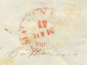 1 Franklin Imperf Used on 1850 US Express Mail Cover NY to Nashua NH (Cv 805)