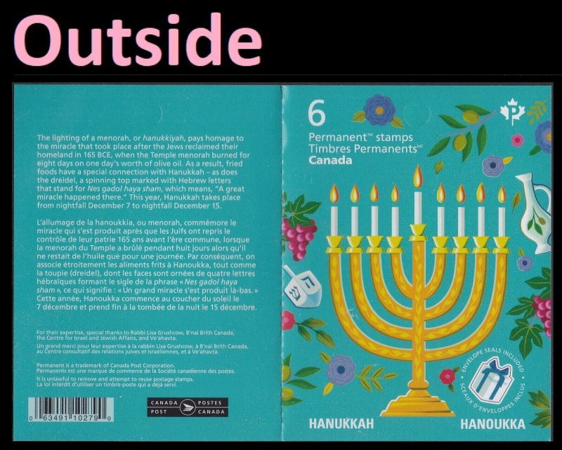 Canada 3411a Hanukkah P booklet 6 MNH 2023