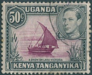 Kenya Uganda and Tanganyika 1938 SG144 50c black and purple KGVI dhow #3 FU (amd