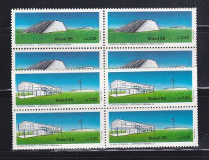 Brazil 1983-1984 Blocks Of 4 Set MNH Buildings