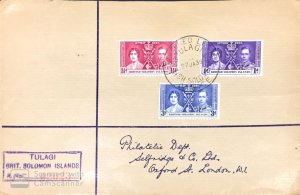 British Solomon Is. 1937.   KGVI. Coronation set on fdc.