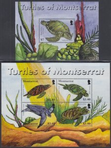 MONTSERRAT Sc # 1191-1 CPL MNH SHEETLET OF 4 + SOUVENIR SHEET of TURTLES