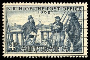 AUSTRALIA Sc 332 USED - 1959 4p -  Birth of Post Office - Postmaster I. Nichols