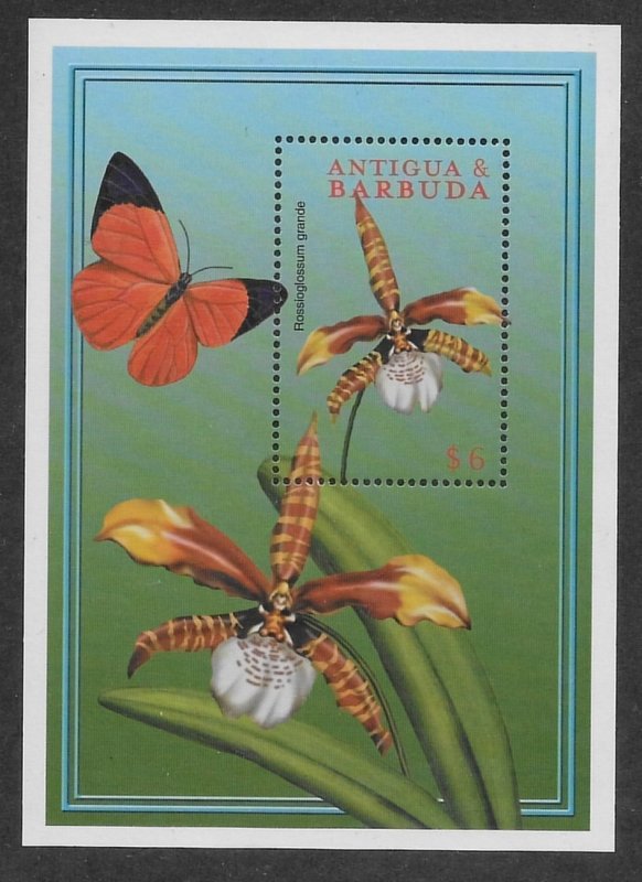 Antigua #2353  S/S  Orchid and Butterfly  2000  MNH