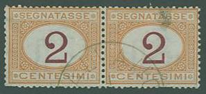 Italy SC# J4 Postage Due 2c, Horizontal PAIR, cancelled