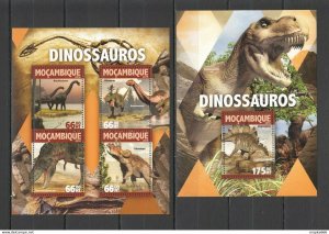 2016 Mozambique Dinosaurs Fauna Prehistoric Animals Kb+Bl ** St2170