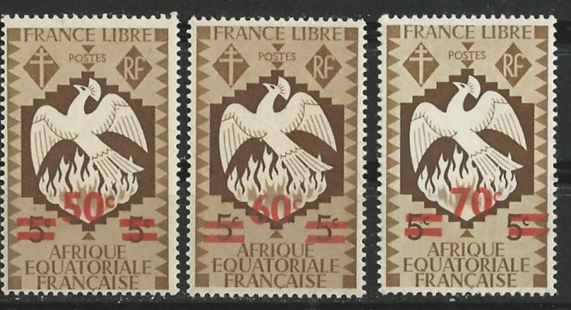 French Equatorial Africa # 158-60  Free French Phoenix  (3) Unused VF