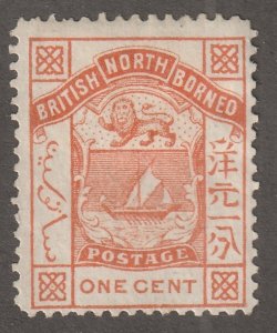 North Borneo,  Scott#26,  mint,  hinged,  Perf 14.0, #Q-26