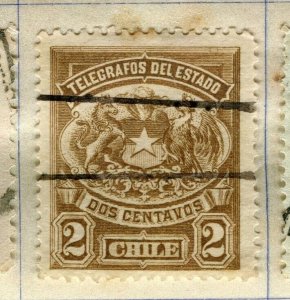 CHILE; 1890s early classic TELEGRAFOS issue used 2c. value