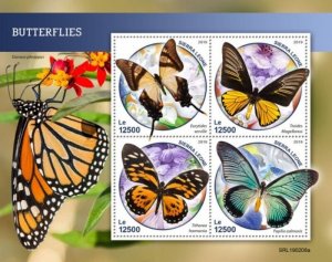 Sierra Leone - 2019 Butterflies - 4 Stamp Sheet - SRL190208a