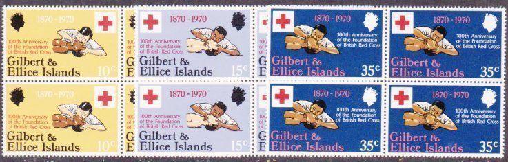 GILBERT & ELLICE IS 1970 Red Cross set blocks of 4 MNH....................67960a